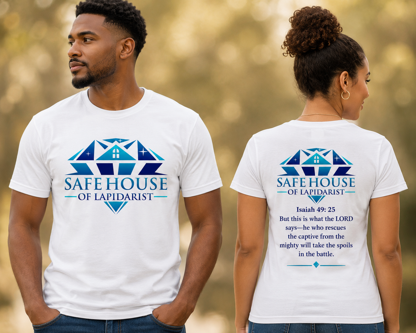 T-shirts, mugs, pens, journals and polo shirts